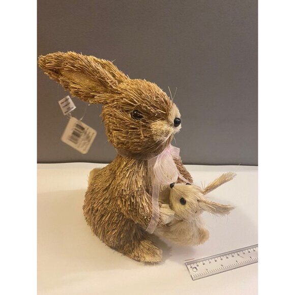 Ashland Straw Bunny Mom & Baby 9" - Picture 1 of 12